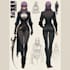 draw anime character sheet with front side and back view