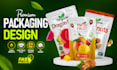 design modern pouch packaging and label with 3d mockup
