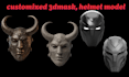 create custom 3d mask helmet design cosplay mask 3d printable model for you