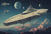 illustrate futuristic spaceships in high quality