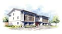 sketch architecture building with watercolor rendering