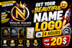 design custom name logo with sketch and mockups
