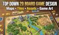 create top down 2d board game art, maps, titles and game assets