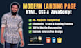 design and develop a responsive landing page using HTML CSS and javascript