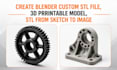 create blender custom stl file, 3d prrintable model, stl from sketch to image