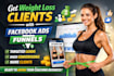 generate hot health and fitness leads, weight loss leads via facebook ads