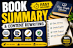 summarize books and rewrite content in simple english
