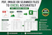 convert PDF to excel and clean the data professionally