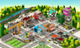create a 3d isometric map illustration for city, event and real estate