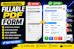 create interactive fillable PDF forms, auto calculations, digital signature