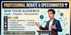 write a speech, debate script and creative writing that wins