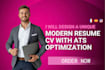 design a unique modern resume CV with ats optimization