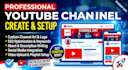 create, setup youtube channel with logo, banner, intro,outro