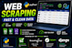 do professional web scraping and data extraction