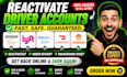 reactivate your amazon flex, lyft, spark, doordash, and grubhub driver accounts