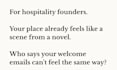 write welcome emails for hospitality brands with atmosphere