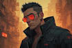 create futuristic cyberpunk character illustration