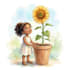 grow a sunflower children book illustration