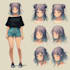 draw detailed anime character sheet