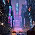 do a futuristic cyberpunk city design