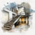 create interior illustration with watercolour style handmade