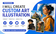 draw custom art illustration