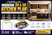 design your dream kitchen in 2d plan and 3d visualization