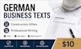 write german business texts and construction offers