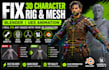 fix 3d character modelling rig bones mesh ue5 animation blender