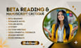 beta read your romance novel, review manuscript with developmental feedback