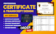 design high school transcript, ged certificate  diploma, and college certificate