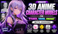 create 3d anime character models for vtuber, vroid, vrchat with rigging
