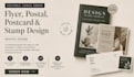 design flyer postcard postal stamp design real estate postcard in canva