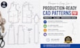 create a cad tech sewing pattern for garments with a grading PDF for production
