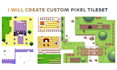 create pixel art tileset, isometric tileset, top down tileset, tilemap, 2d game