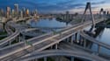 design 3d bridge, construction site, pedestrians street, road model with render