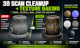 clean, retopologize, repair 3d scan models and bake textures