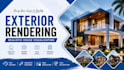 create exterior rendering house design and 3d facade visualization