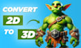 convert 2d image photo to 3d model image toy fix stl file for 3d printing