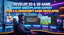 develop 2d or 3d game in godot, multiplayer game, HTML5 game, javascript game