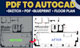 convert pdf sketch blueprint to autocad drawing