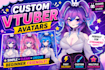 create and rig live 2d vtuber , furry fursonas, vtuber stream avatars in anime
