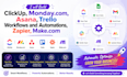 build clickup mondaycom asana, workflows and automations crm, zapier, makecom