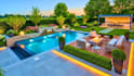 3d landscape design, backyard, pool, patio, deck and garden rendering