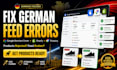 fix google merchant centre errors for german shopify store
