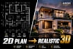do architectural 2d floor plan, autocad drafting and 3d rendering