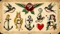 make old school tattoo in traditional tattoo style