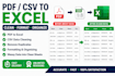 convert pdf csv and messy data into clean excel spreadsheet