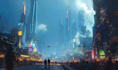 draw a cyberpunk city illustrations