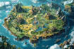 draw a fantasy map with digital watercolours